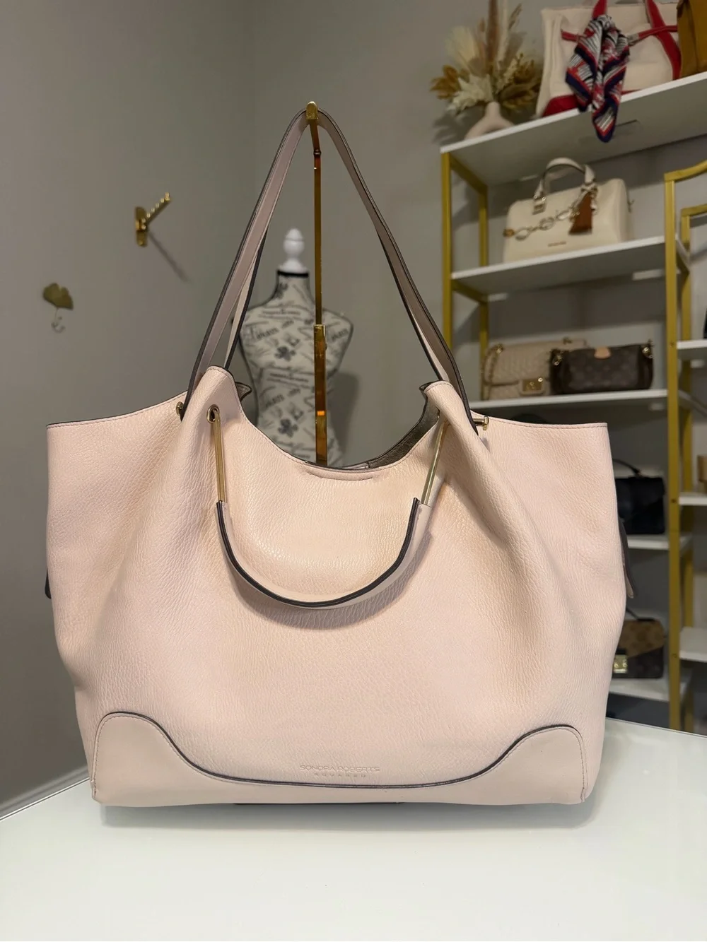 Sondra Roberts Squared Blush Vegan Leather Tote Shoulder & Top Handle Bag - Picture 2 of 16